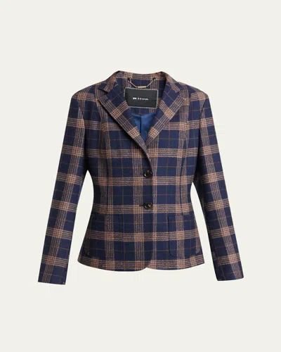 Kiton Plaid Single-breasted Blazer In Blue