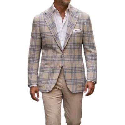 Kiton Plaid Sport Blazer In Tan/cream In Gray