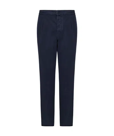 Kiton Navy Blue Cotton And Lyocell Trousers