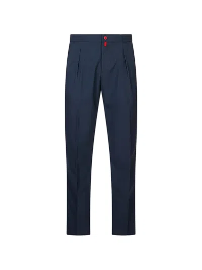 Kiton Pleated Elasticated-waist Trousers In Blue
