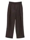 Kiton Pleated Wool Trousers In Brown