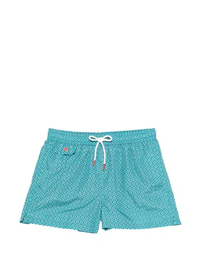 Kiton Pocket Geometric Swim Shorts In Blue