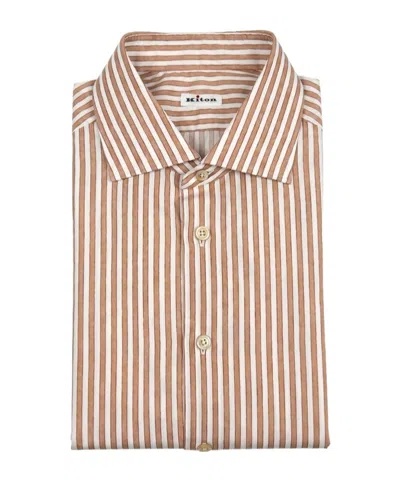 Kiton Pointed Collar Shirt In Orange