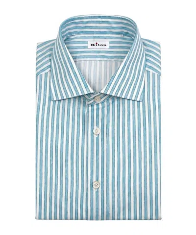 Kiton Pointed Collar Shirt In Blue
