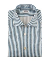Kiton Vertical-stripe Spread-collar Shirt In Blue