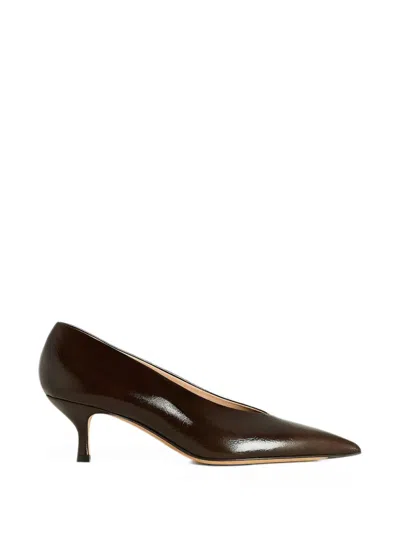 Kiton Pointed-toe Deep-cut Calfskin Pumps In Multi