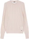 Kiton Cashmere-silk Lattice Knit Crewneck Sweater In Neutrals