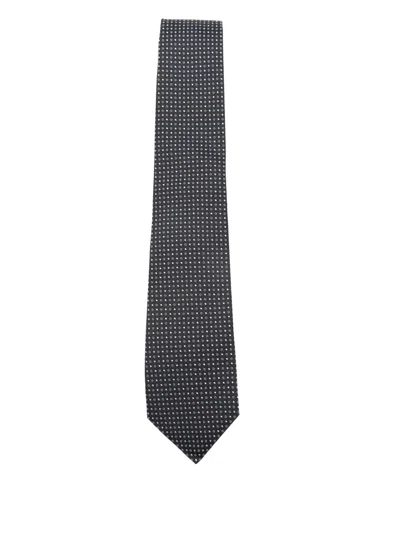 Kiton Polka-dot Silk Tie In Black