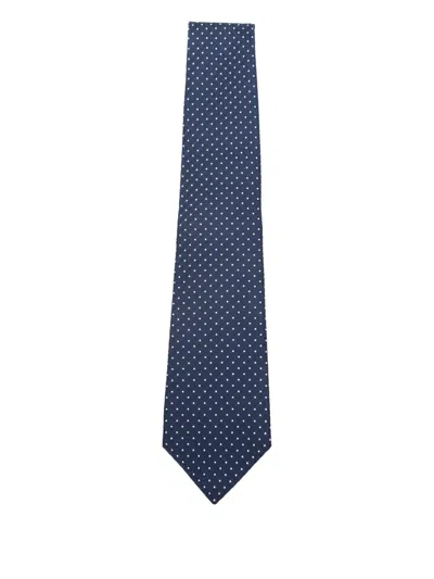 Kiton Polka-dot Silk Tie In Blue