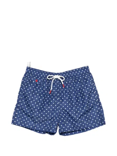 Kiton Polka-dot Swim Shorts In Blue