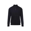 Kiton Classic Black Polo T-shirt With Buttoned Placket In Blue