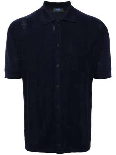 Kiton Polo-collar Button-up Shirt In Blue