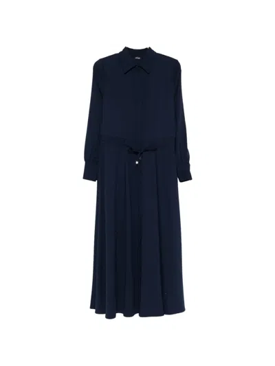 Kiton Polo-collar Maxi Dress In Blue