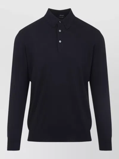 Kiton Polo Knitwear Ribbed Cuffs And Hem In Blue