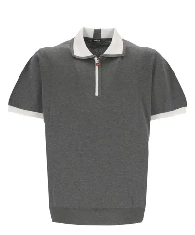 Kiton Jersey Cotton Polo Shirt In Grey