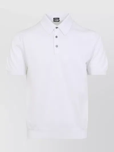 Kiton Polo Shirt Short Sleeves Ribbed Collar In White