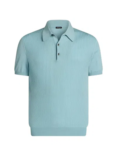 Kiton Poloshirt Aus Geripptem Strick In Blue
