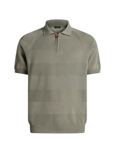 Kiton Poloshirt Mit Lochstrick-streifen In Green