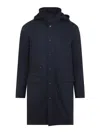 Kiton Polyester Coat With Standing Collar And Hidden Hood In Black