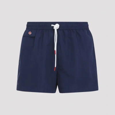 Kiton Short Swimsuit In Lightweight Technical Fabric In Blue