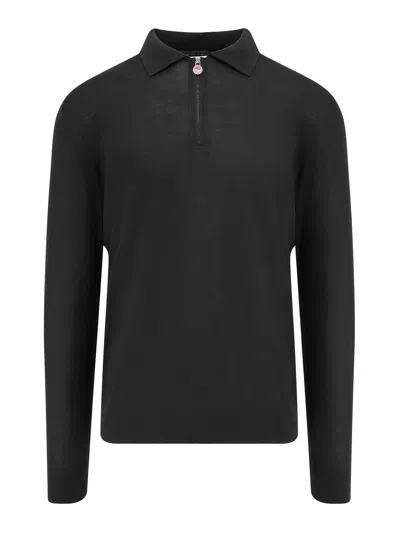 Kiton Long-sleeved Polo Shirt In Black