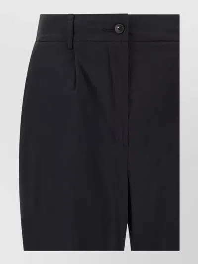 Kiton Poplin Tailored Pants Pleats Belt Loops Pockets In Black