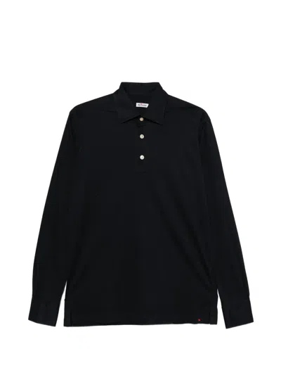 Kiton Positano Long-sleeve Polo Shirt In Black