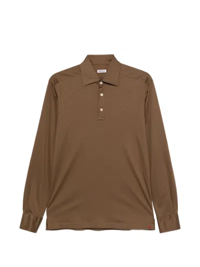 Kiton Positano Long-sleeve Polo Shirt In Brown