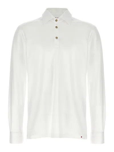 Kiton 'positano' Button-down Collar Polo Shirt In White