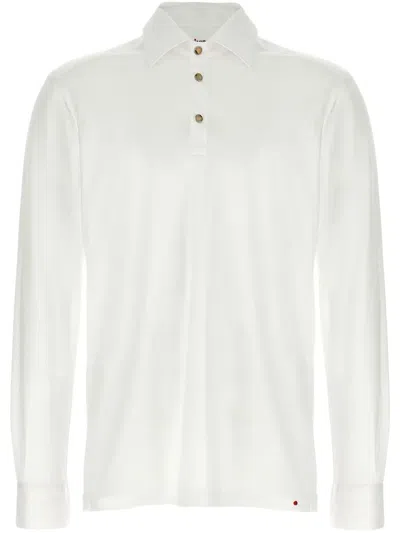 Kiton 'positano' Button-down Collar Polo Shirt In White