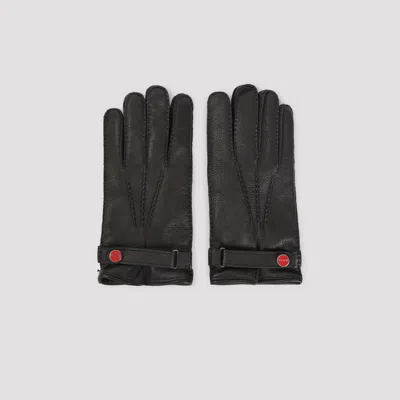Kiton Premium Classic Leather Gloves For Men In Black