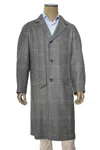 Kiton Prince Of Wales Cashmere Button Down Overcoat In Gray