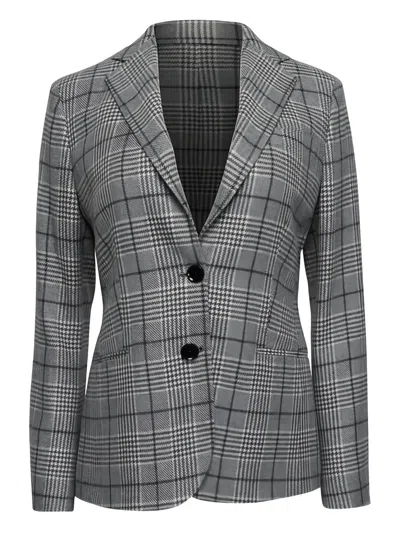 Kiton Prince Of Wales Check Blazer In Black