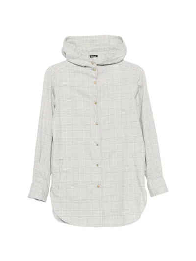 Kiton Prince Of Wales Check Hooded Shirt In Gold
