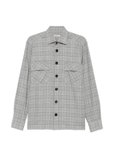 Kiton Prince Of Wales Check Shirt In Gray