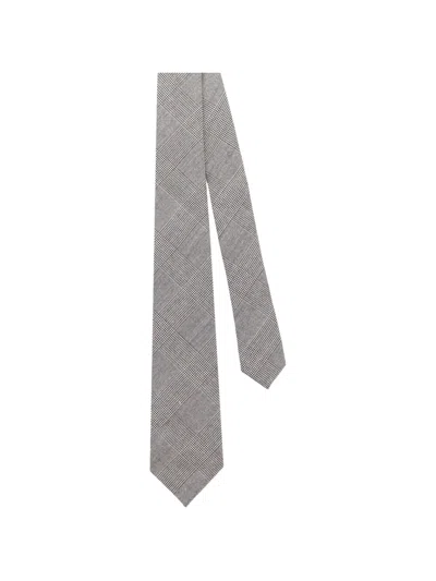 Kiton Prince Of Wales Check Tie In Gray