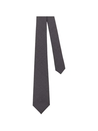 Kiton Prince Of Wales Check Tie In Gray