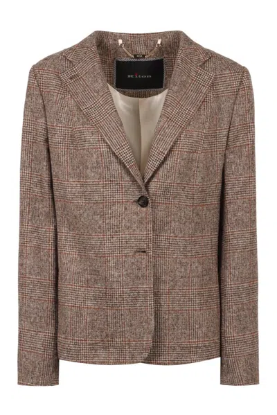 Kiton Prince Of Wales Checked Jacket In Multi