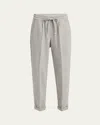Kiton Prince Of Wales Drawstring Wool Cashmere Pants In Gray