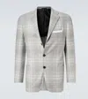 Kiton Prince Of Wales Wool-blend Blazer In Gray