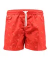 Kiton Printed Drawstring Swimming Trunks In Orange