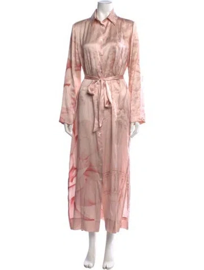 Pre-owned Kiton Printed Long Dress In Pink