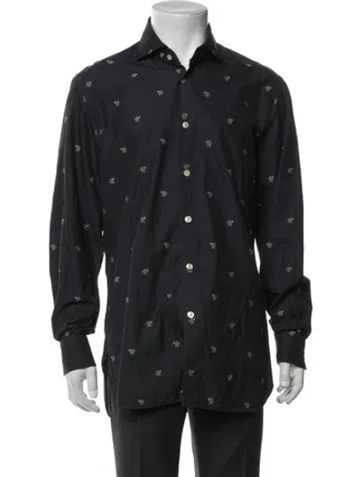 Pre-owned Kiton Printed Long Sleeve Shirt In Black