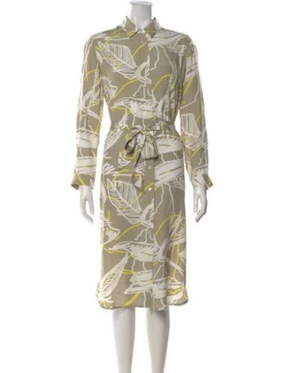 Pre-owned Kiton Printed Midi Length Dress In Neutrals