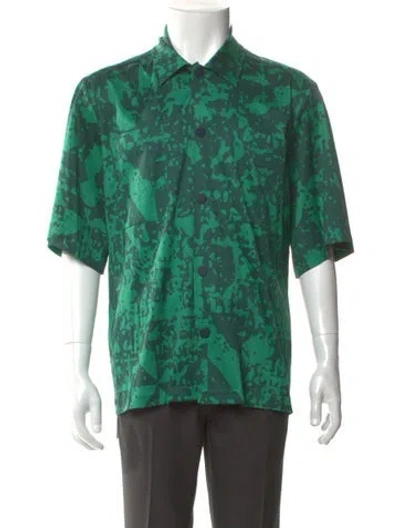 Pre-owned Kiton Printed Short Sleeve Shirt In Green
