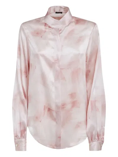 Kiton Printed Silk Shirt In Pink