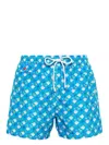 Kiton Swim Shorts Featuring Graphic Print And Drawstring In Blue