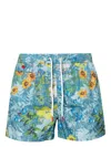 Kiton Floral Print Swim Shorts With Drawstring Waistband