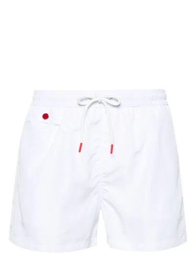 Kiton Printed Swim Shorts In White