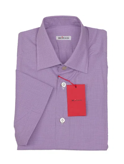 Pre-owned Kiton Purple Short Sleeved Cotton Shirt - Slim - (kt06292217)